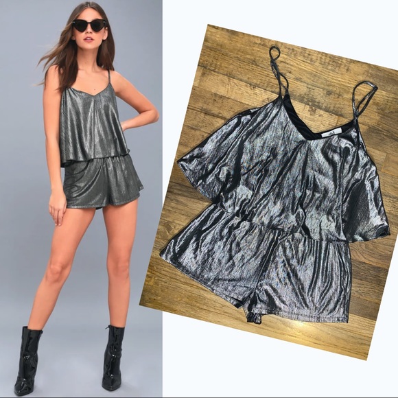 Summer Pop over gunmetal overlap romper - Picture 2 of 5